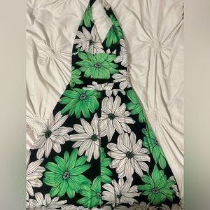 My Michelle Green and Black Floral Halter Top